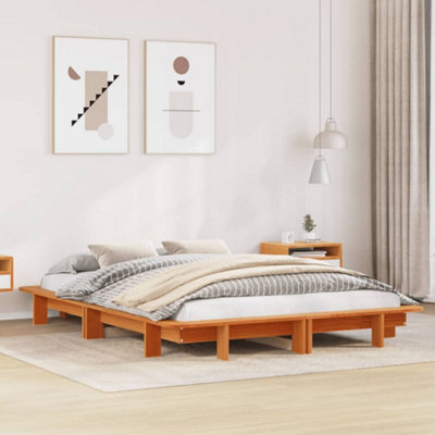 Berkfield Bed Frame Without Mattress Wax Brown 120X190 Cm Small Double Solid Wood Pine - image 1