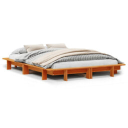 Berkfield Bed Frame Without Mattress Wax Brown 120X190 Cm Small Double Solid Wood Pine - thumbnail 2