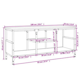 Berkfield Tv Cabinet Grey Sonoma 100X35X45 Cm Engineered Wood&iron - thumbnail 9