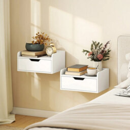 2 Floating Nightstands Drawer White - thumbnail 5