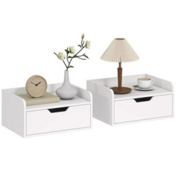2 Floating Nightstands Drawer White - thumbnail 1