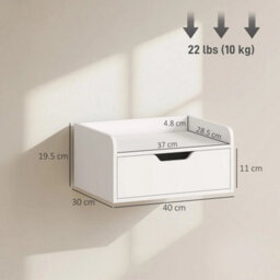 2 Floating Nightstands Drawer White - thumbnail 2