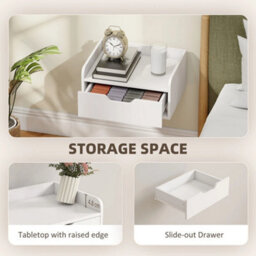 2 Floating Nightstands Drawer White - thumbnail 3