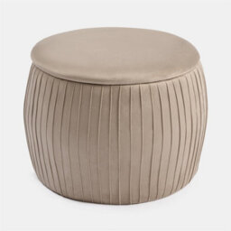 OHS Ottoman Storage Stool Matte Velvet Pleated Home Decor Vanity Chair Seat Mink - thumbnail 4