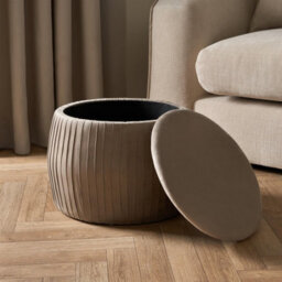 OHS Ottoman Storage Stool Matte Velvet Pleated Home Decor Vanity Chair Seat Mink - thumbnail 3