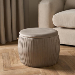 OHS Ottoman Storage Stool Matte Velvet Pleated Home Decor Vanity Chair Seat Mink
