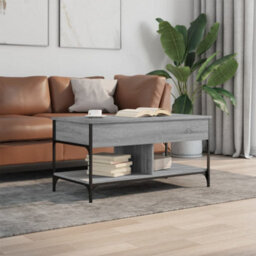 Berkfield Coffee Table Grey Sonoma 100X50X50 Cm Engineered Wood And Metal - thumbnail 3