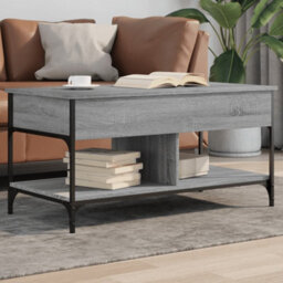 Berkfield Coffee Table Grey Sonoma 100X50X50 Cm Engineered Wood And Metal - thumbnail 1