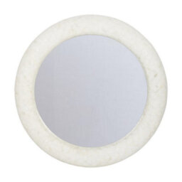 Buttercup Farm Aspen Bone Inlay Round Mirror - Wood/bone - L6 X W100 X H100 Cm - White/ivory