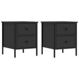 Berkfield Bedside Cabinets 2 Pcs Black 40X42X50 Cm Engineered Wood - thumbnail 2