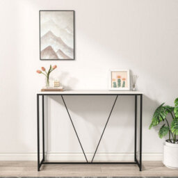 Urbn-Living Urbnliving 100Cm Width White Wooden Console Table Living Room Slim Display Shelf Hallway Entryway Furniture - thumbnail 4