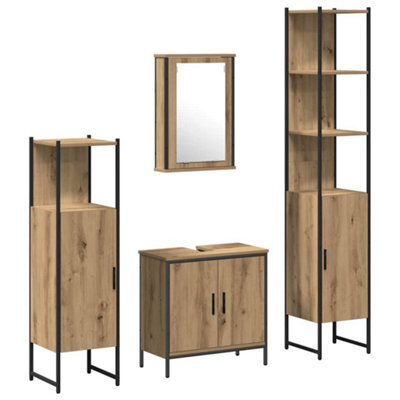 Berkfield Modern 4 Piece Bathroom Furniture Set Artisan Oak Engineered Wood - image 1