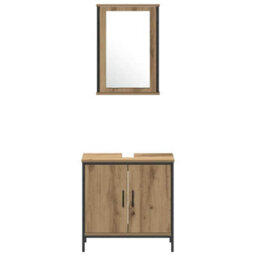 Berkfield Modern 4 Piece Bathroom Furniture Set Artisan Oak Engineered Wood - thumbnail 9