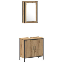 Berkfield Modern 4 Piece Bathroom Furniture Set Artisan Oak Engineered Wood - thumbnail 6