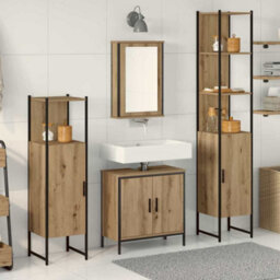 Berkfield Modern 4 Piece Bathroom Furniture Set Artisan Oak Engineered Wood - thumbnail 2