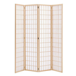 Living And Home 4 Panel Wooden Framed Room Divider Privacy Screen Folding Room Partition Natural H 180 Cm X W 180 Cm - thumbnail 4