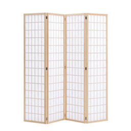 Living And Home 4 Panel Wooden Framed Room Divider Privacy Screen Folding Room Partition Natural H 180 Cm X W 180 Cm - thumbnail 3