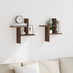 Walplus Wall Shelves 2 Pcs Brown Oak 38X12X38 Cm Engineered Wood - thumbnail 3
