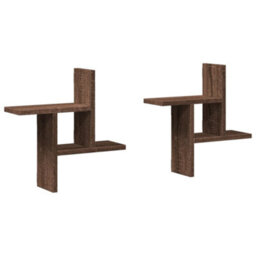 Walplus Wall Shelves 2 Pcs Brown Oak 38X12X38 Cm Engineered Wood - thumbnail 2
