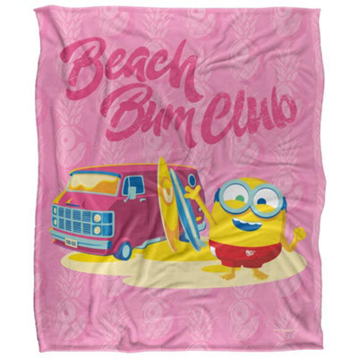 Minions Beach Bum Club Silky Bob Soft Touch Blanket Pink/multicoloured (One Size) - image 1