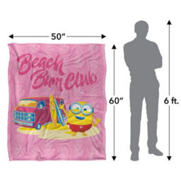 Minions Beach Bum Club Silky Bob Soft Touch Blanket Pink/multicoloured (One Size) - thumbnail 4