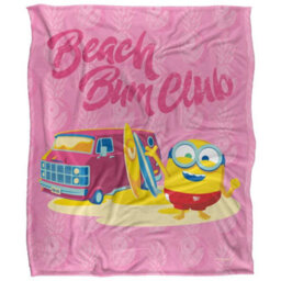 Minions Beach Bum Club Silky Bob Soft Touch Blanket Pink/multicoloured (One Size)
