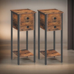 Rafaelo Mobilia Set Of 2 Double Drawer Bedside Tables Brown - thumbnail 1