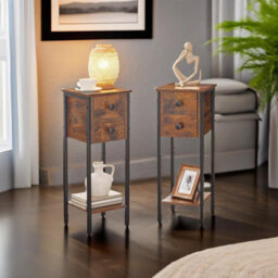 Rafaelo Mobilia Set Of 2 Double Drawer Bedside Tables Brown - thumbnail 4