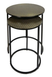 Aspect Furniture Hiba Round Nest Of 2 Table,honeycomb Pattern Metal Table,antique Brass - thumbnail 4