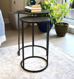 Aspect Furniture Hiba Round Nest Of 2 Table,honeycomb Pattern Metal Table,antique Brass