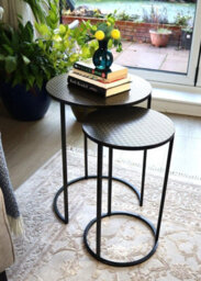 Aspect Furniture Hiba Round Nest Of 2 Table,honeycomb Pattern Metal Table,antique Brass - thumbnail 3