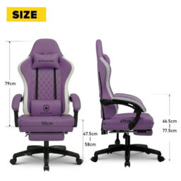 Gtplayer Gaming Chair With Footrest, Ergonomic Computer Desk Chair With Pocket Spring Cushion, Home Office Chair, Pu, Purple - thumbnail 4