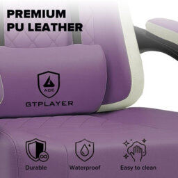 Gtplayer Gaming Chair With Footrest, Ergonomic Computer Desk Chair With Pocket Spring Cushion, Home Office Chair, Pu, Purple - thumbnail 7