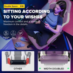 Gtplayer Gaming Chair With Footrest, Ergonomic Computer Desk Chair With Pocket Spring Cushion, Home Office Chair, Pu, Purple - thumbnail 3