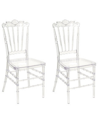 Wyld And Coco Transparent Vintage-Inspired Dining Chairs Set Of 2 Clear Polycarbonate For Modern Dining Room - image 1