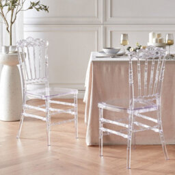 Wyld And Coco Transparent Vintage-Inspired Dining Chairs Set Of 2 Clear Polycarbonate For Modern Dining Room - thumbnail 2