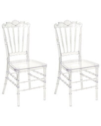 Wyld And Coco Transparent Vintage-Inspired Dining Chairs Set Of 2 Clear Polycarbonate For Modern Dining Room - thumbnail 1
