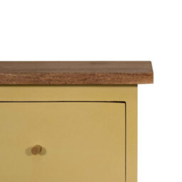 Wyld Haus Gordes Yellow Hand-Painted Mango Wood Bedside Table, 2 Drawers, Nordic Legs - thumbnail 5