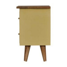 Wyld Haus Gordes Yellow Hand-Painted Mango Wood Bedside Table, 2 Drawers, Nordic Legs - thumbnail 8