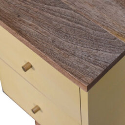 Wyld Haus Gordes Yellow Hand-Painted Mango Wood Bedside Table, 2 Drawers, Nordic Legs - thumbnail 6