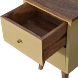 Wyld Haus Gordes Yellow Hand-Painted Mango Wood Bedside Table, 2 Drawers, Nordic Legs - thumbnail 7