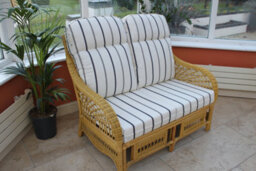 Garden Market Place Gardenmarketplace Portofino Cane Conservatory Furniture -2 Seater Sofa - Striped Fabric - thumbnail 3