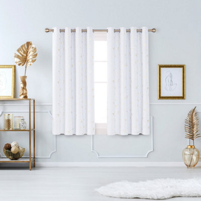 Deconovo Eyelet Blackout Curtains, Gold Constellation Printed Thermal Curtains For Bedroom, 46 X 54 Inch, Silver Grey, 2 Panels - image 1