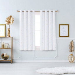 Deconovo Eyelet Blackout Curtains, Gold Constellation Printed Thermal Curtains For Bedroom, 46 X 54 Inch, Silver Grey, 2 Panels - thumbnail 1