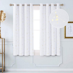 Deconovo Eyelet Blackout Curtains, Gold Constellation Printed Thermal Curtains For Bedroom, 46 X 54 Inch, Silver Grey, 2 Panels - thumbnail 2