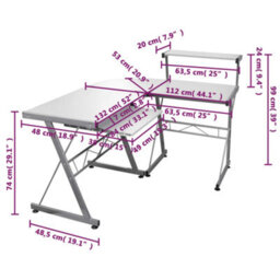 Vidaxl Corner Computer Desk White 132X112X99 Cm Engineered Wood Computer Desks - thumbnail 6