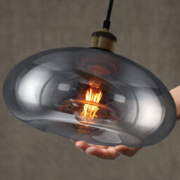 Long Life Lamps Company Modern Vintage Smoked Grey Glass Ceiling Pendant Light M0198 - thumbnail 6