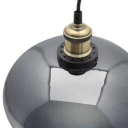 Long Life Lamps Company Modern Vintage Smoked Grey Glass Ceiling Pendant Light M0198 - thumbnail 4