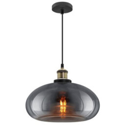 Long Life Lamps Company Modern Vintage Smoked Grey Glass Ceiling Pendant Light M0198 - thumbnail 3