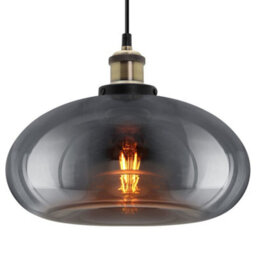 Long Life Lamps Company Modern Vintage Smoked Grey Glass Ceiling Pendant Light M0198